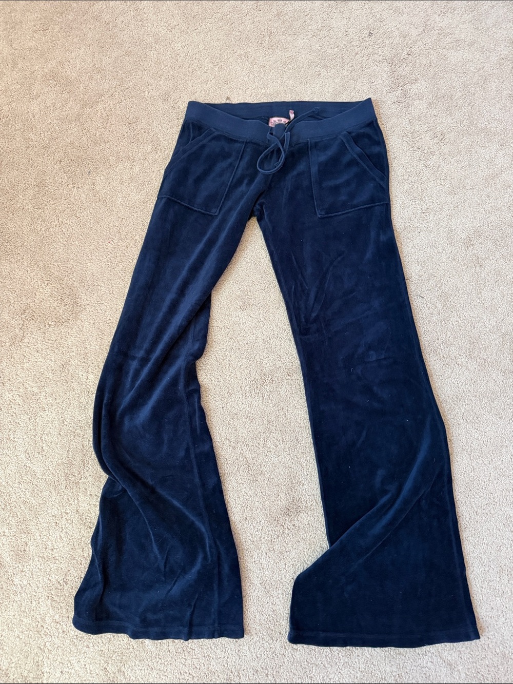 Juicy Couture Navy Blue Velour Boot Cut Pants